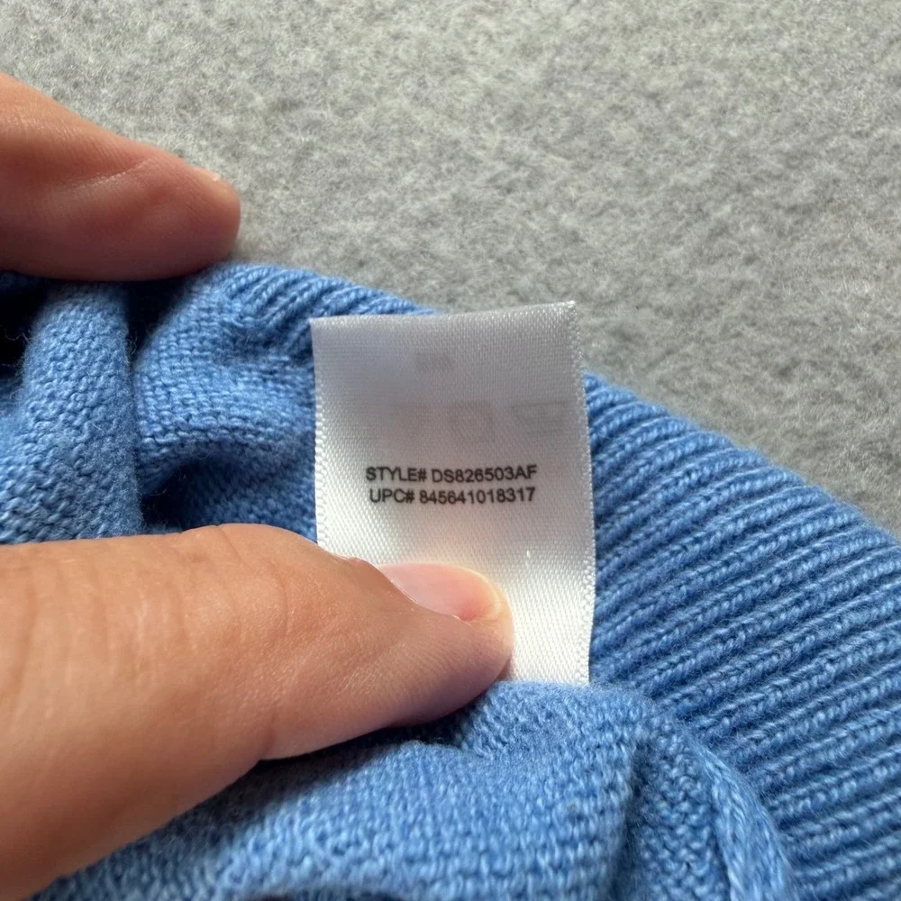 Alan Flusser Mens Blue Cotton Cashmere Quarter Zip Sweater Large DS826503AF